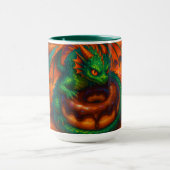 Niedliche Mini Green Dragon & Donut Fantasy Art Tasse (Zentrum)