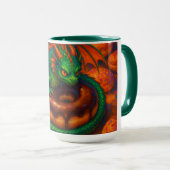 Niedliche Mini Green Dragon & Donut Fantasy Art Tasse (VorderseiteRechts)