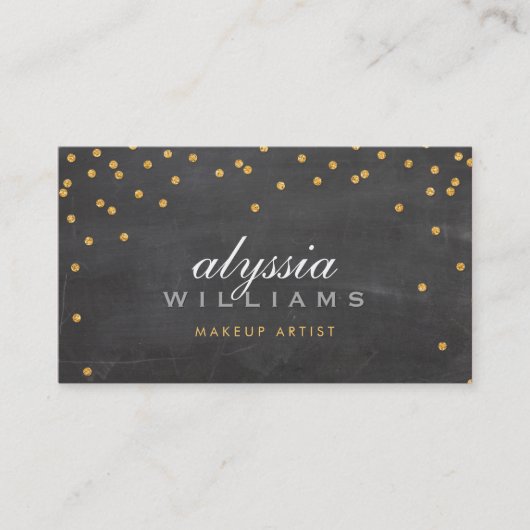 NIEDLICHE Mini Konfetti Gold funkelnd Glitzer Kalk Visitenkarte (Vorderseite)