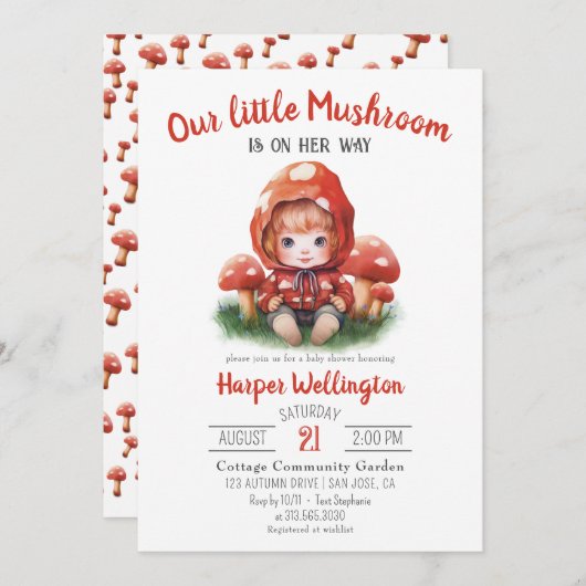 Niedliche Mini-Mini-Babydusche Einladung (Vorne/Hinten)