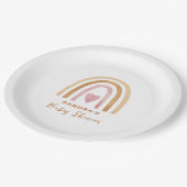 Niedliche Mini-Neutral-Boho Rainbow-Babydusche Pappteller (Schrägansicht)