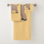 Niedliche Miniatur-Esel-Cartoon-Abbildung Badhandtuch Set (Insitu)