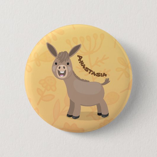 Niedliche Miniatur-Esel-Cartoon-Abbildung Button (Vorderseite)