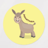 Niedliche Miniatur-Esel-Cartoon-Abbildung Etiketten (Design 1)