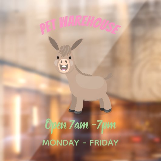 Niedliche Miniatur-Esel-Cartoon-Abbildung Fensteraufkleber (Blatt 2)