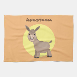 Niedliche Miniatur-Esel-Cartoon-Abbildung Geschirrtuch
