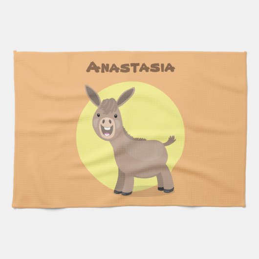 Niedliche Miniatur-Esel-Cartoon-Abbildung Geschirrtuch (Horizontal)