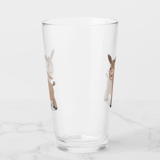 Niedliche Miniatur-Esel-Cartoon-Abbildung Glas (Links)