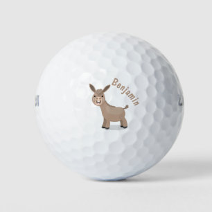 Niedliche Miniatur-Esel-Cartoon-Abbildung Golfball