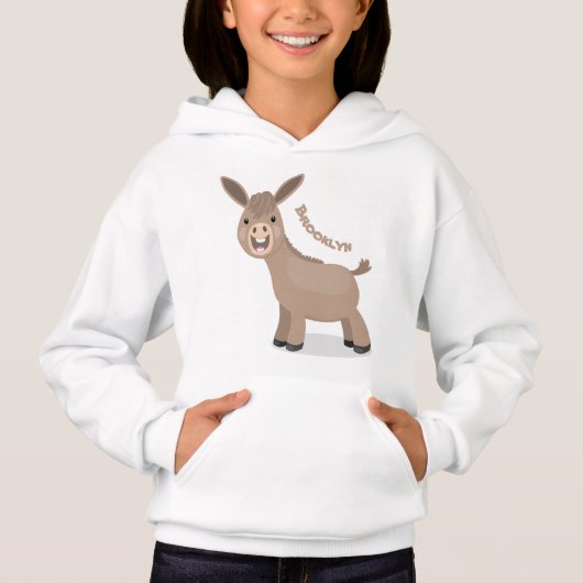 Niedliche Miniatur-Esel-Cartoon-Abbildung Hoodie (Vorderseite)