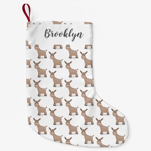 Niedliche Miniatur-Esel-Cartoon-Abbildung Kleiner Weihnachtsstrumpf (Vorderseite)