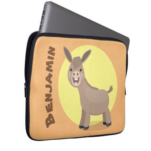 Niedliche Miniatur-Esel-Cartoon-Abbildung Laptopschutzhülle (Vorne Rechts)
