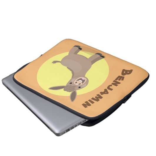 Niedliche Miniatur-Esel-Cartoon-Abbildung Laptopschutzhülle (Vorne Knopf)