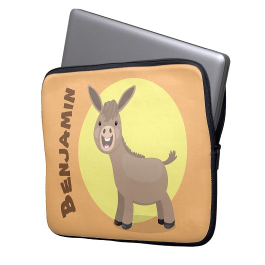 Niedliche Miniatur-Esel-Cartoon-Abbildung Laptopschutzhülle (Vorderseite Links)