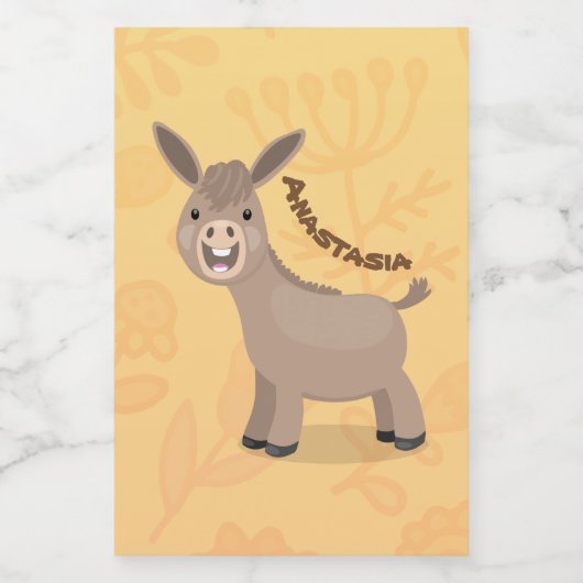 Niedliche Miniatur-Esel-Cartoon-Abbildung Lebensmitteletikett (Einzelnes Label)