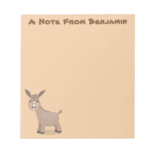 Niedliche Miniatur-Esel-Cartoon-Abbildung Notizblock (Vorderseite)