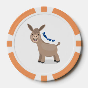 Niedliche Miniatur-Esel-Cartoon-Abbildung Pokerchips