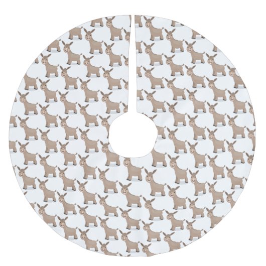 Niedliche Miniatur-Esel-Cartoon-Abbildung Polyester Weihnachtsbaumdecke (Vorderseite)