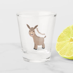 Niedliche Miniatur-Esel-Cartoon-Abbildung Schnapsglas