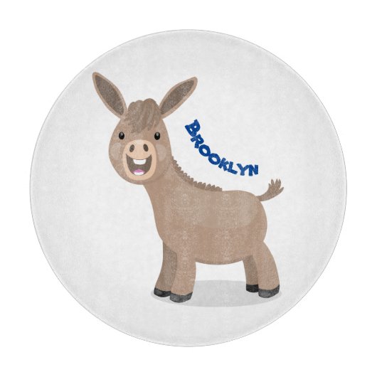 Niedliche Miniatur-Esel-Cartoon-Abbildung Schneidebrett (Vorderseite)