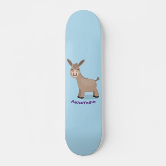 Niedliche Miniatur-Esel-Cartoon-Abbildung Skateboard (Vorne)