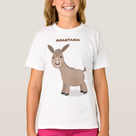 Niedliche Miniatur-Esel-Cartoon-Abbildung T-Shirt (Vorderseite)
