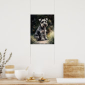 Niedliche Miniatur Schnauzer Hund Kunstdruckposter Poster (Küche)