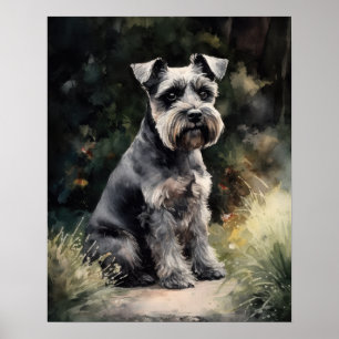 Niedliche Miniatur Schnauzer Hund Kunstdruckposter Poster