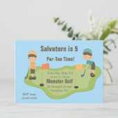 Niedliche Miniaturgolf-Jungen-Party Einladung (Stehend Vorderseite)