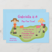 Niedliche Miniaturgolf-Mädchen-Party Einladung (Vorne/Hinten)