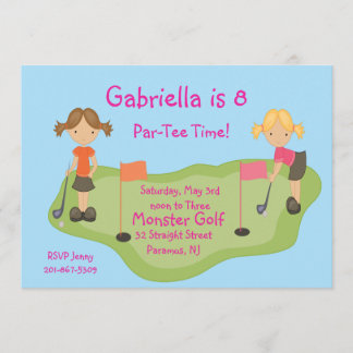 Niedliche Miniaturgolf-Mädchen-Party Einladung