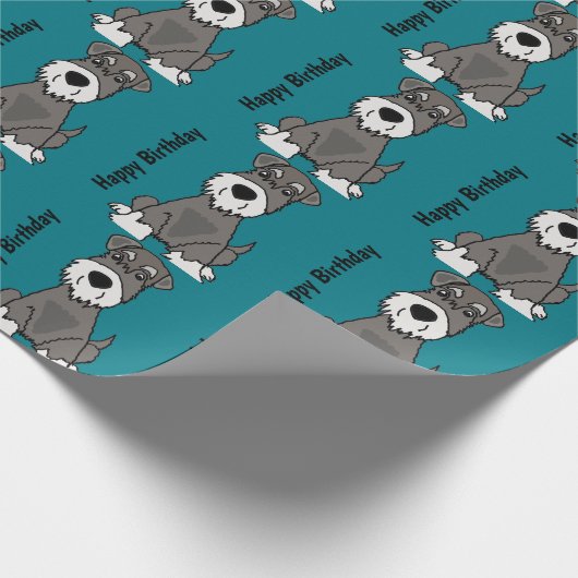 Niedliche Miniaturschnauzer-Welpen-Hundekunst Geschenkpapier (Ecke)