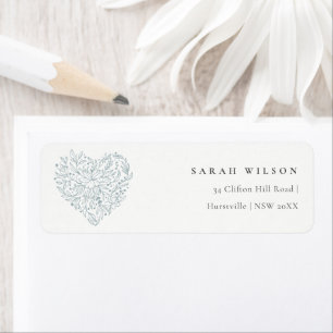 Niedliche Minimal Dusky Blue Floral Heart Adresse
