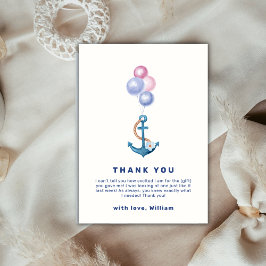 Niedliche Minimal Nautical Anchor Balloon Babydusc Dankeskarte