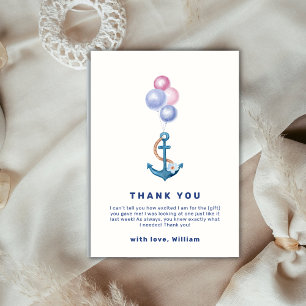 Niedliche Minimal Nautical Anchor Balloon Babydusc Dankeskarte