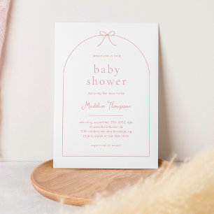 Niedliche Minimalistisch Blush Rosa Ribbon Bow Bab Einladung