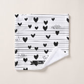Niedliche Minimalistische Abstrakt Line Liebe Schw Badhandtuch Set (Waschlappen)