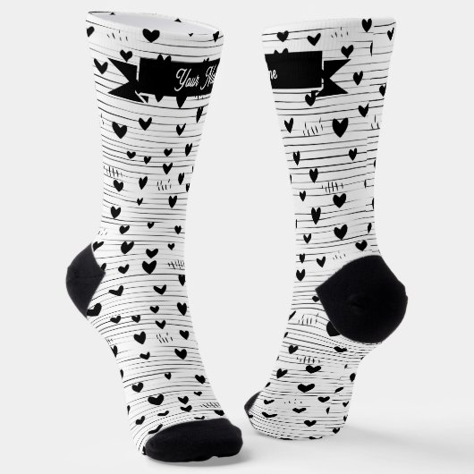 Niedliche Minimalistische Abstrakt Line Liebe Schw Socken (Gewinkelt)