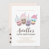 Niedliche Minimalistische Boba Bubble Milk Tee Ein Einladung (Vorne/Hinten)