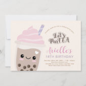 Niedliche Minimalistische Boba Bubble Tea Einladun Einladung (Vorderseite)