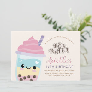 Niedliche Minimalistische Boba Bubble Tea Einladun Einladung