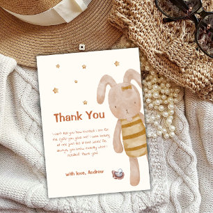 Niedliche Minimalistische Boho Bunny Toy Babydusch Dankeskarte