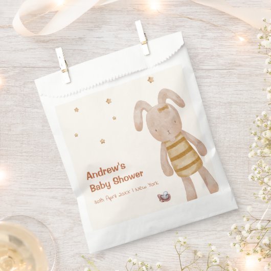 Niedliche Minimalistische Boho Bunny Toy Babydusch Geschenktütchen (Ausgeschnitten)