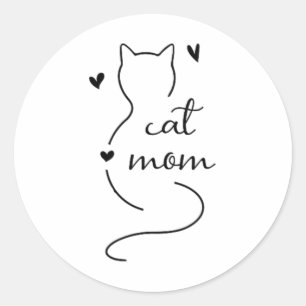 Niedliche minimalistische Cat Mam Cat Mama Kitty K Runder Aufkleber