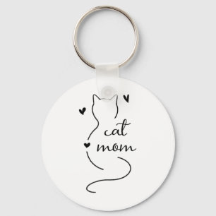 Niedliche minimalistische Cat Mam Cat Mama Kitty K Schlüsselanhänger