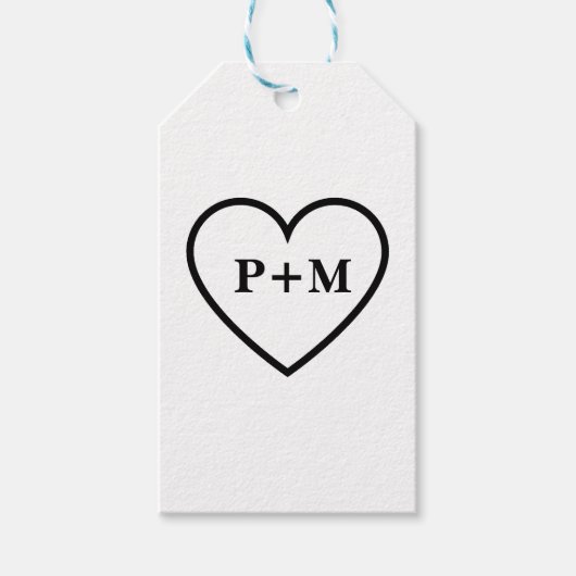 Niedliche Minimalistische Couple Initials Sweethea Geschenkanhänger (Vorderseite)