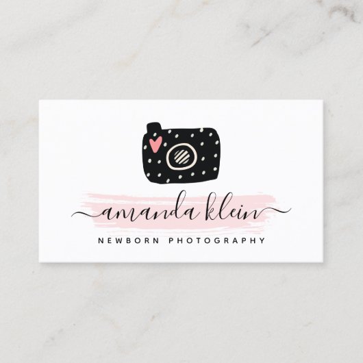 Niedliche Minimalistische Fotograf-Kamera Schwarz Visitenkarte (Vorderseite)