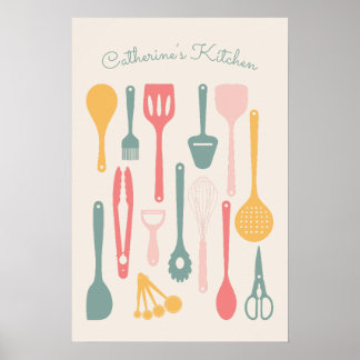 Niedliche Minimalistische Küche Utensil Poster