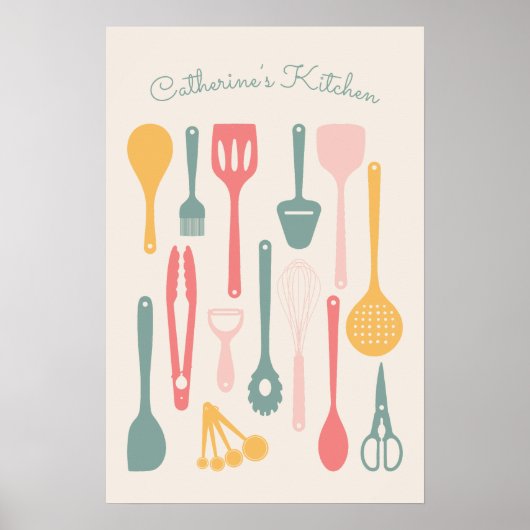 Niedliche Minimalistische Küche Utensil Poster (Vorne)