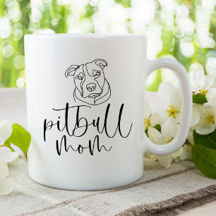 Niedliche Minimalistische Linie Art Pitbull Mama Kaffeetasse